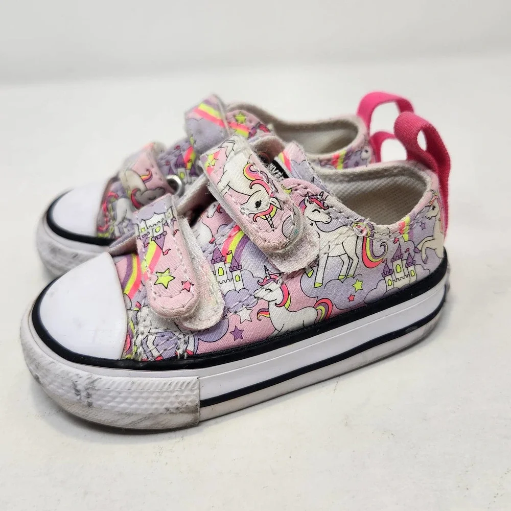 Converse All Star Toddler Neon Unicorn Sneakers Shoes 3 Infant Girls Pink Purple